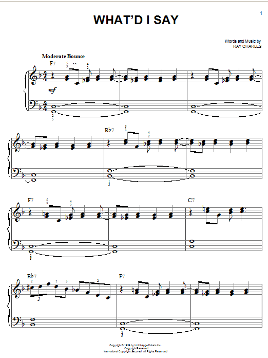 Ray Charles What'd I Say sheet music notes and chords. Download Printable PDF.