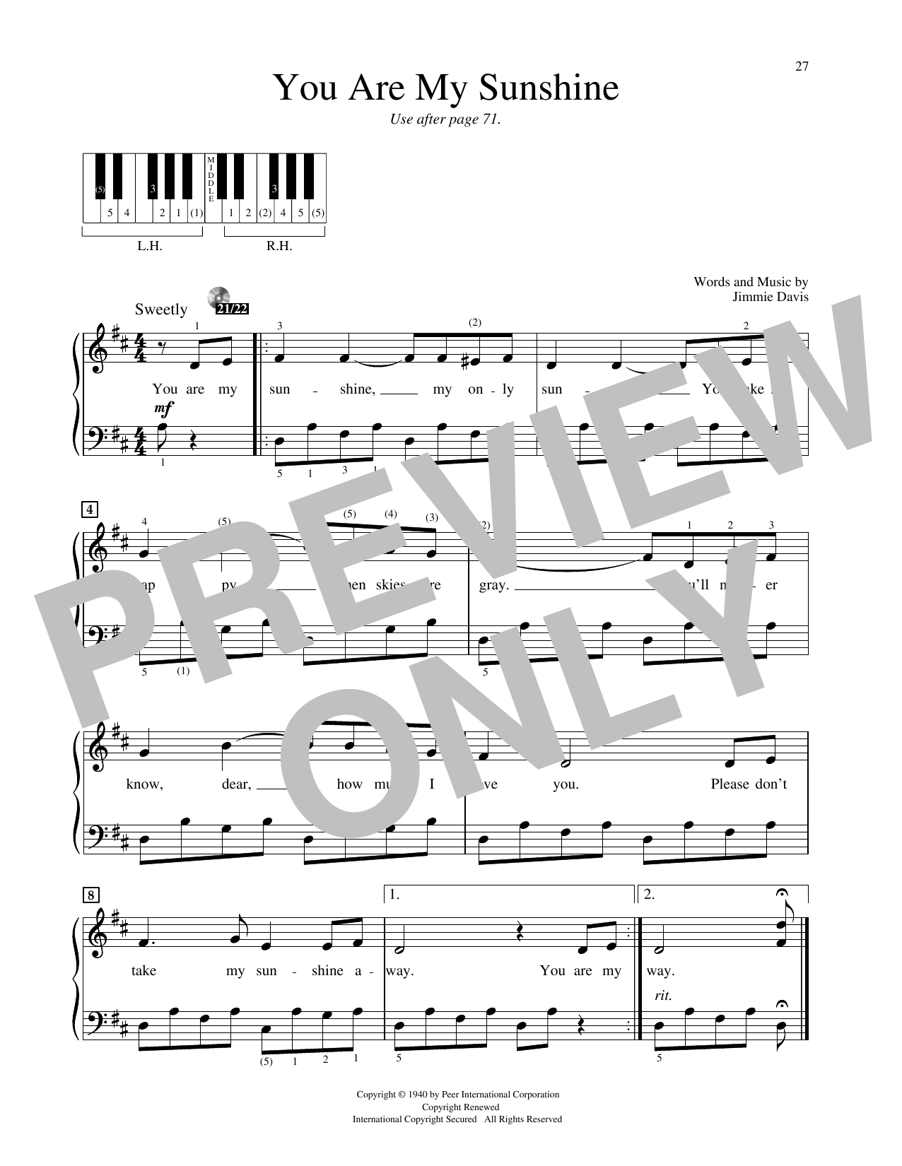 Ray Charles You Are My Sunshine Sheet Music Notes & Chords for Educational Piano - Download or Print PDF