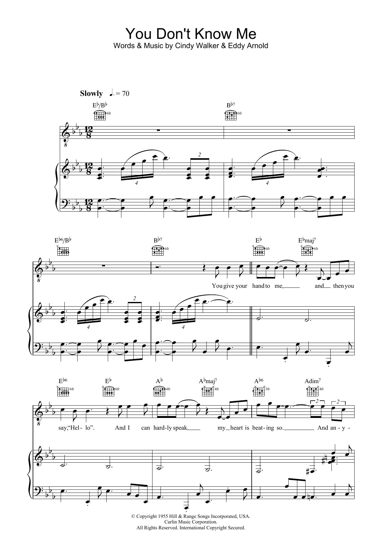 Ray Charles You Don't Know Me Sheet Music Notes & Chords for Easy Piano - Download or Print PDF
