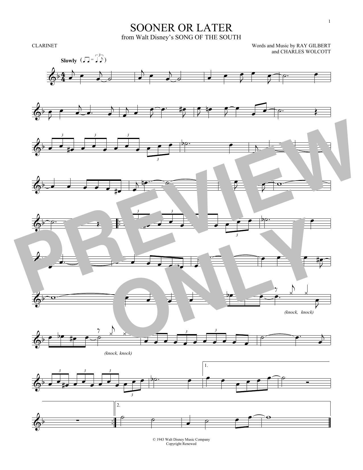 Ray Gilbert & Charles Wolcott Sooner Or Later Sheet Music Notes & Chords for Violin - Download or Print PDF