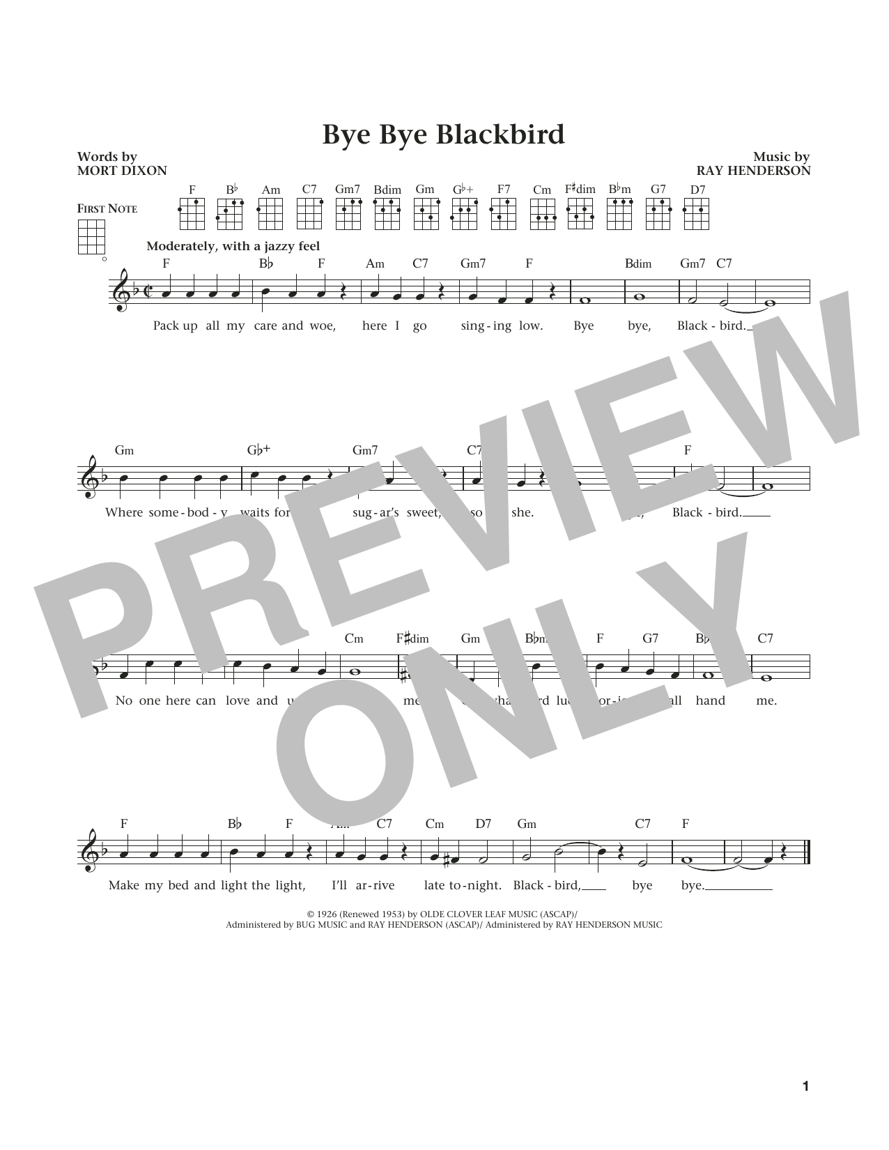 Ray Henderson Bye Bye Blackbird (from The Daily Ukulele) (arr. Liz and Jim Beloff) Sheet Music Notes & Chords for Ukulele - Download or Print PDF