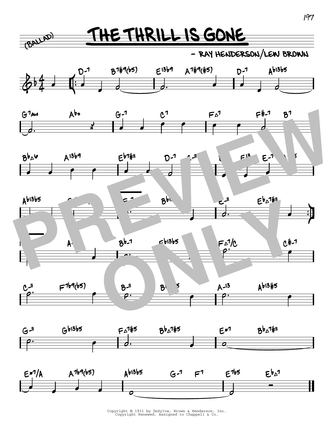 Ray Henderson The Thrill Is Gone (arr. David Hazeltine) Sheet Music Notes & Chords for Real Book – Enhanced Chords - Download or Print PDF