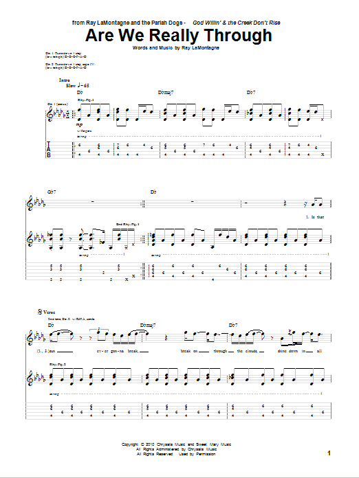 Ray LaMontagne and The Pariah Dogs Are We Really Through Sheet Music Notes & Chords for Guitar Tab - Download or Print PDF Ray LaMontagne and The Pariah Dogs Are We Really Through Sheet Music Notes & Chords for Guitar Tab - Download or Print PDF
