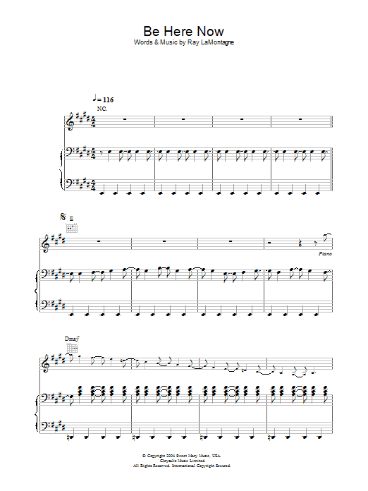 Ray LaMontagne Be Here Now Sheet Music Notes & Chords for Piano, Vocal & Guitar (Right-Hand Melody) - Download or Print PDF Ray LaMontagne Be Here Now Sheet Music Notes & Chords for Piano, Vocal & Guitar (Right-Hand Melody) - Download or Print PDF