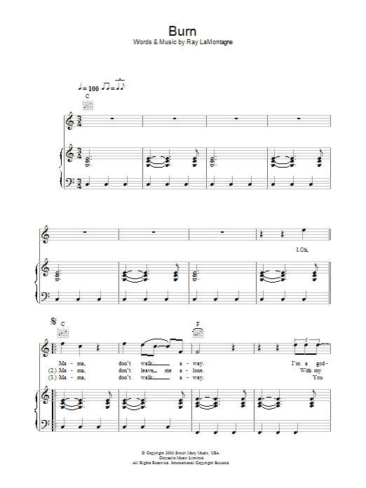 Ray LaMontagne Burn Sheet Music Notes & Chords for Guitar Tab - Download or Print PDF