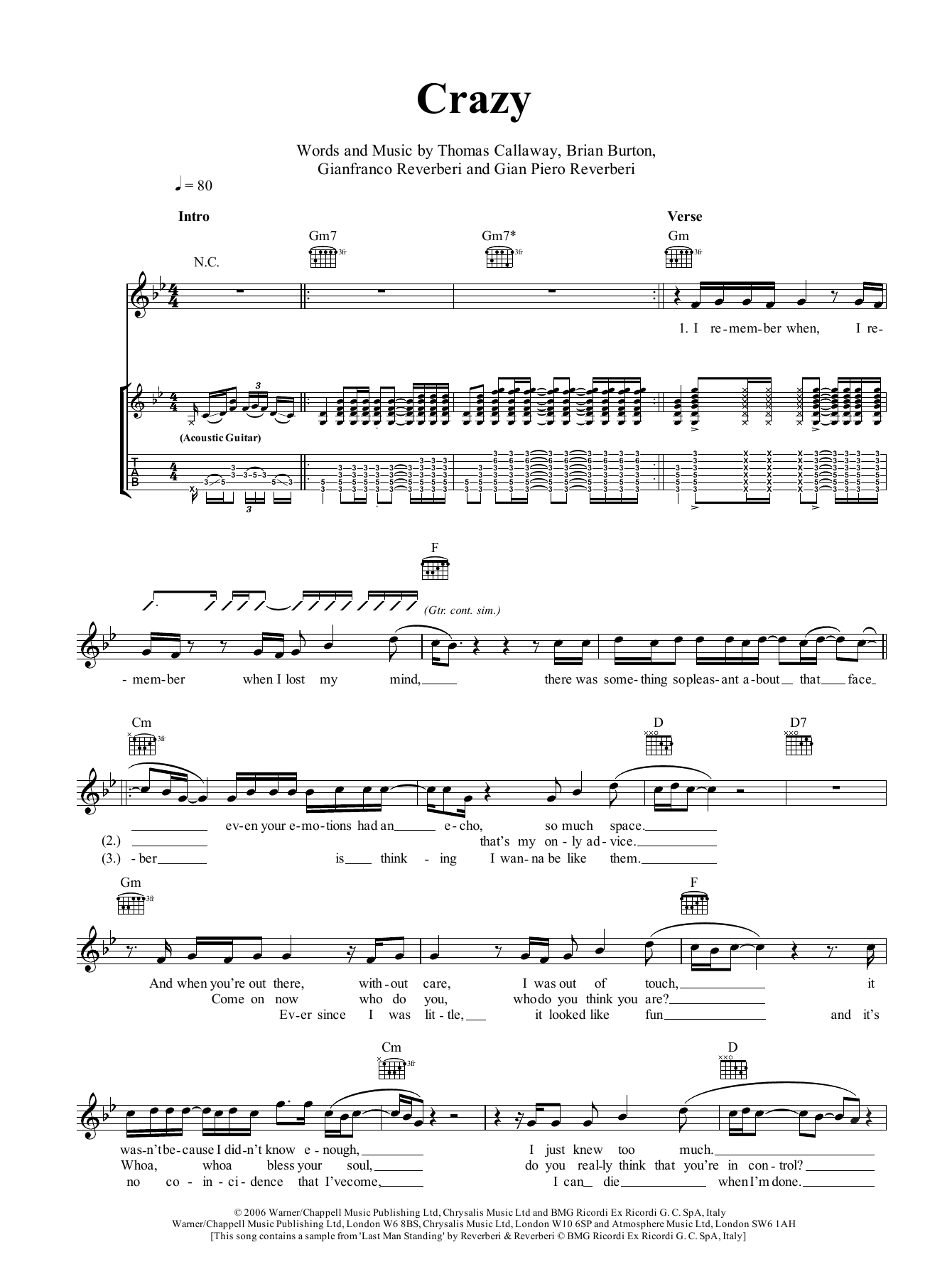 Ray LaMontagne Crazy Sheet Music Notes & Chords for Guitar Tab - Download or Print PDF