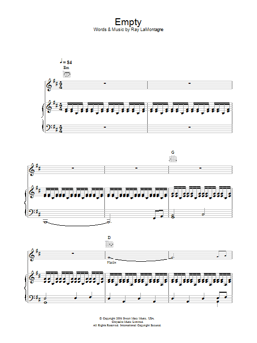 Ray LaMontagne Empty Sheet Music Notes & Chords for Lyrics & Chords - Download or Print PDF Ray LaMontagne Empty Sheet Music Notes & Chords for Lyrics & Chords - Download or Print PDF