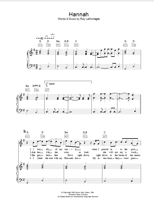 Ray LaMontagne Hannah Sheet Music Notes & Chords for Guitar Tab - Download or Print PDF