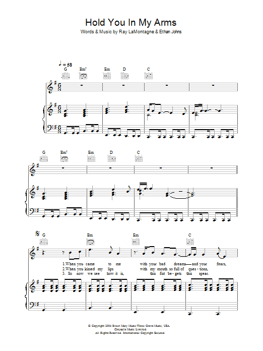 Ray LaMontagne Hold You In My Arms Sheet Music Notes & Chords for Ukulele - Download or Print PDF