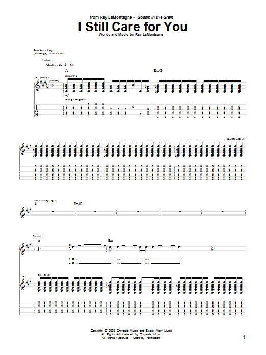 Ray LaMontagne I Still Care For You Sheet Music Notes & Chords for Lyrics & Chords - Download or Print PDF Ray LaMontagne I Still Care For You Sheet Music Notes & Chords for Lyrics & Chords - Download or Print PDF