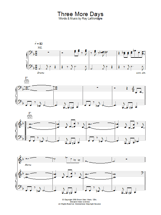 Ray LaMontagne Three More Days Sheet Music Notes & Chords for Lyrics & Chords - Download or Print PDF Ray LaMontagne Three More Days Sheet Music Notes & Chords for Lyrics & Chords - Download or Print PDF