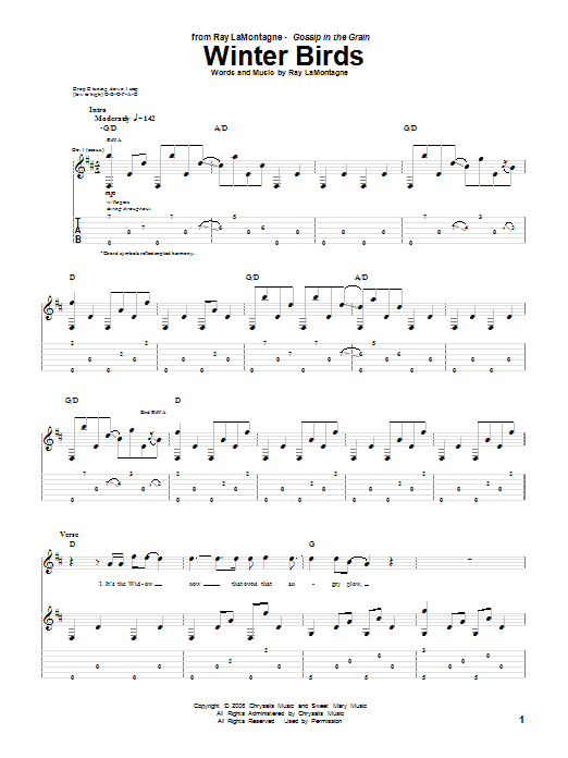 Ray LaMontagne Winter Birds Sheet Music Notes & Chords for Guitar Tab - Download or Print PDF Ray LaMontagne Winter Birds Sheet Music Notes & Chords for Guitar Tab - Download or Print PDF