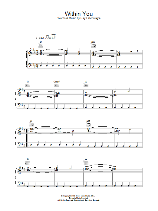 Ray LaMontagne Within You Sheet Music Notes & Chords for Piano, Vocal & Guitar - Download or Print PDF Ray LaMontagne Within You Sheet Music Notes & Chords for Piano, Vocal & Guitar - Download or Print PDF