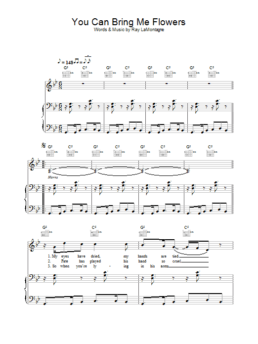 Ray LaMontagne You Can Bring Me Flowers Sheet Music Notes & Chords for Piano, Vocal & Guitar - Download or Print PDF Ray LaMontagne You Can Bring Me Flowers Sheet Music Notes & Chords for Piano, Vocal & Guitar - Download or Print PDF