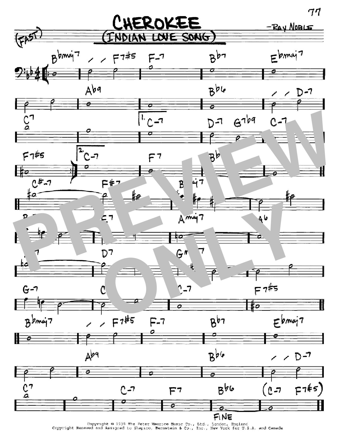 Ray Noble And His Orchestra Cherokee (Indian Love Song) Sheet Music Notes & Chords for Real Book – Melody & Chords - Download or Print PDF