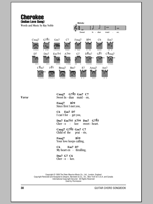 Ray Noble Cherokee (Indian Love Song) Sheet Music Notes & Chords for Easy Guitar - Download or Print PDF