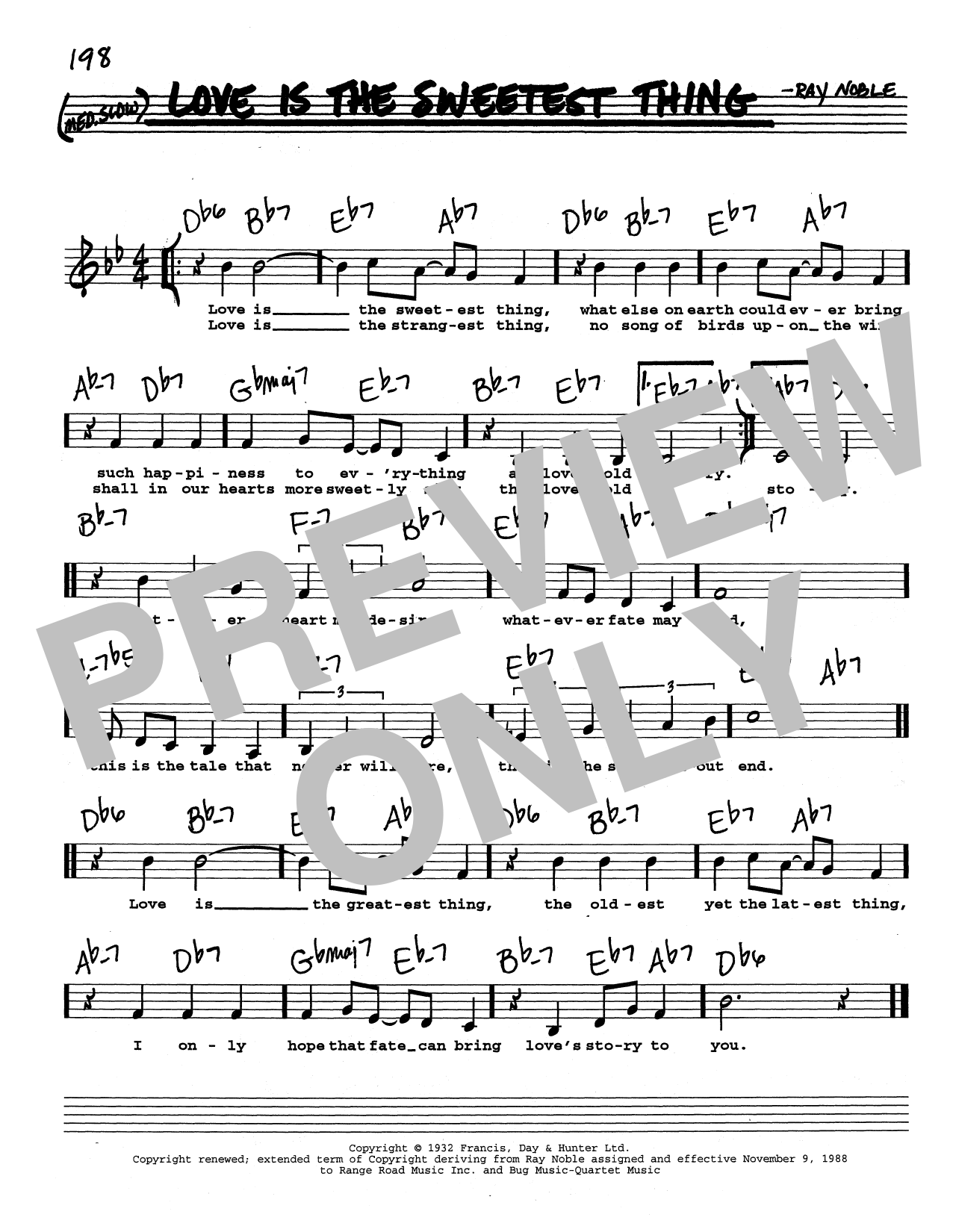 Ray Noble Love Is The Sweetest Thing (Low Voice) Sheet Music Notes & Chords for Real Book – Melody, Lyrics & Chords - Download or Print PDF