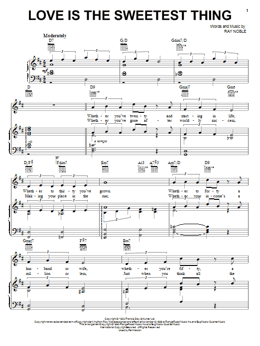 Ray Noble Love Is The Sweetest Thing Sheet Music Notes & Chords for Easy Piano - Download or Print PDF