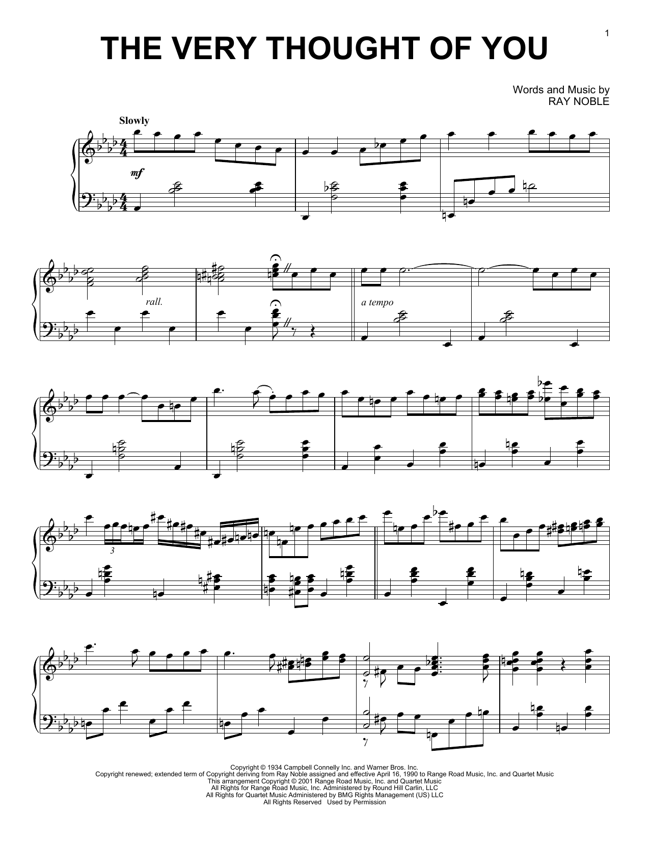 Ray Noble The Very Thought Of You (arr. Al Lerner) Sheet Music Notes & Chords for Piano Solo - Download or Print PDF