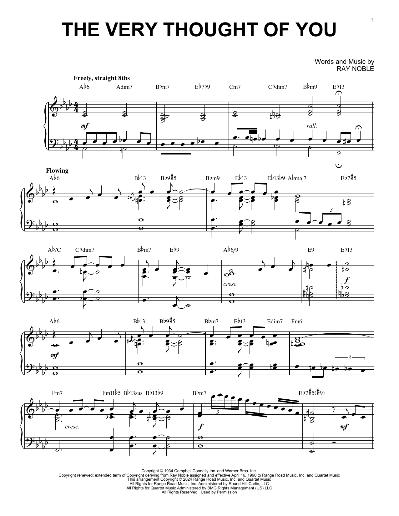 Ray Noble The Very Thought Of You (arr. Brent Edstrom) Sheet Music Notes & Chords for Piano Solo - Download or Print PDF