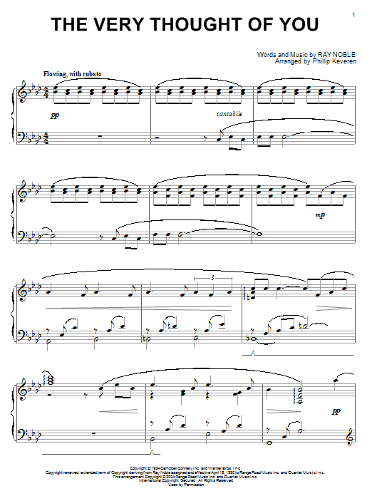 Ray Noble The Very Thought Of You Sheet Music Notes & Chords for Piano - Download or Print PDF