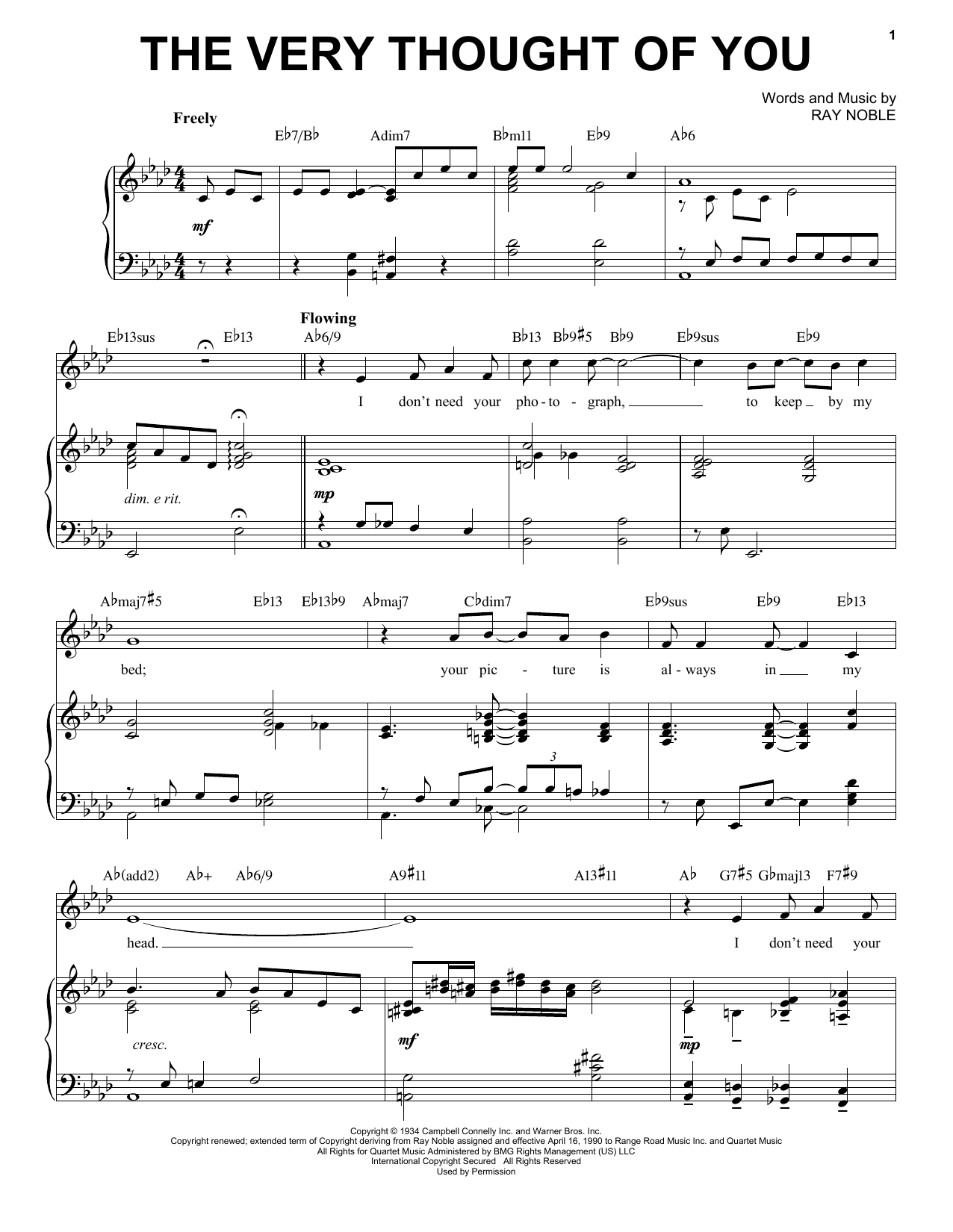 Ray Noble The Very Thought Of You [Jazz version] (arr. Brent Edstrom) Sheet Music Notes & Chords for Piano & Vocal - Download or Print PDF