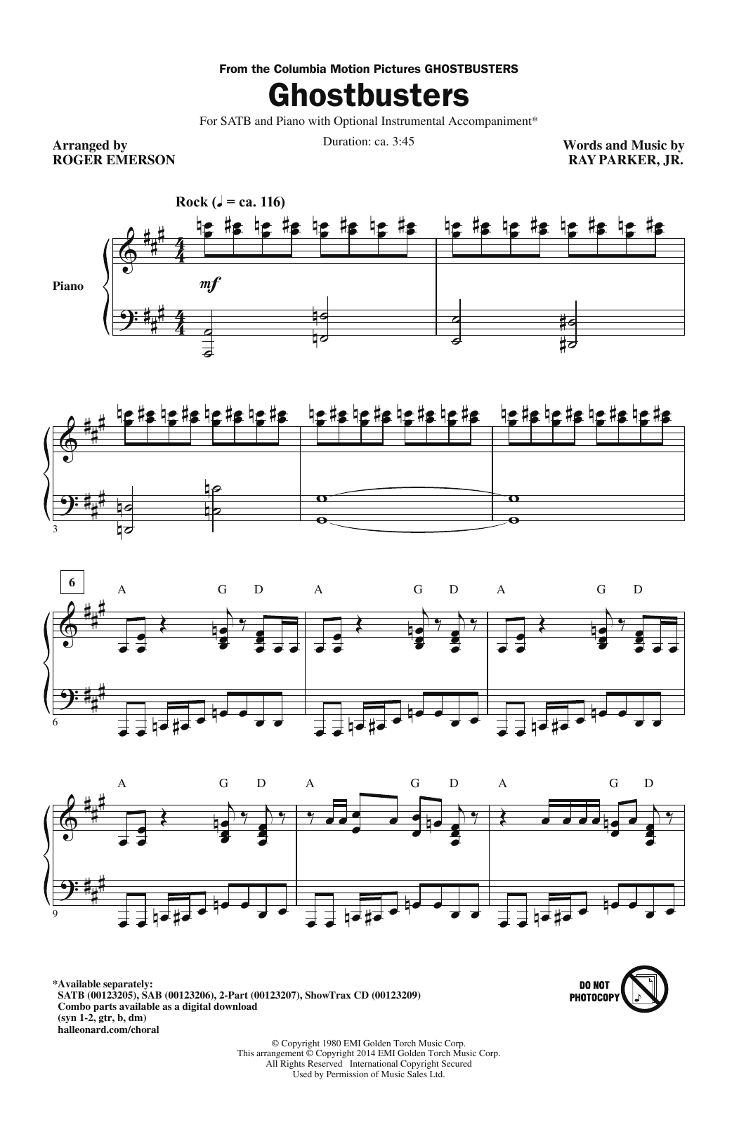 Ray Parker Jr. Ghostbusters (arr. Roger Emerson) Sheet Music Notes & Chords for 2-Part Choir - Download or Print PDF