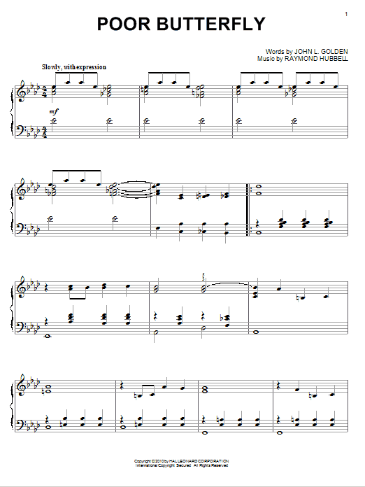 Raymond Hubbell Poor Butterfly Sheet Music Notes & Chords for Ukulele - Download or Print PDF