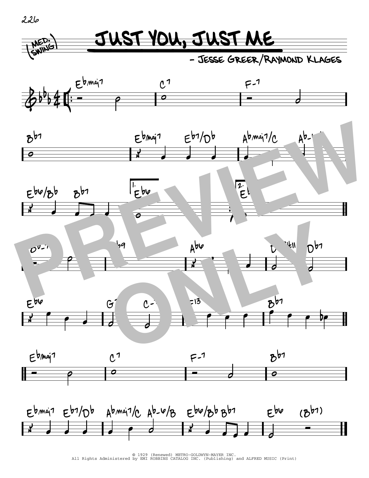 Raymond Klages Just You, Just Me Sheet Music Notes & Chords for Real Book – Melody & Chords - Download or Print PDF