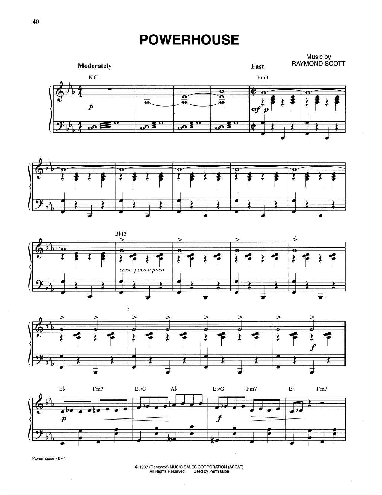 Raymond Scott Powerhouse Sheet Music Notes & Chords for Piano Solo - Download or Print PDF