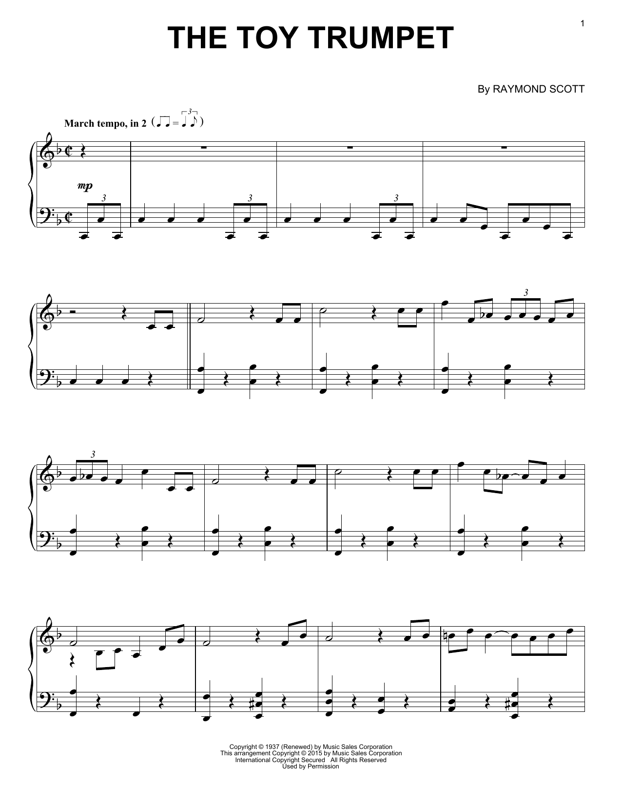 Raymond Scott The Toy Trumpet Sheet Music Notes & Chords for Piano - Download or Print PDF