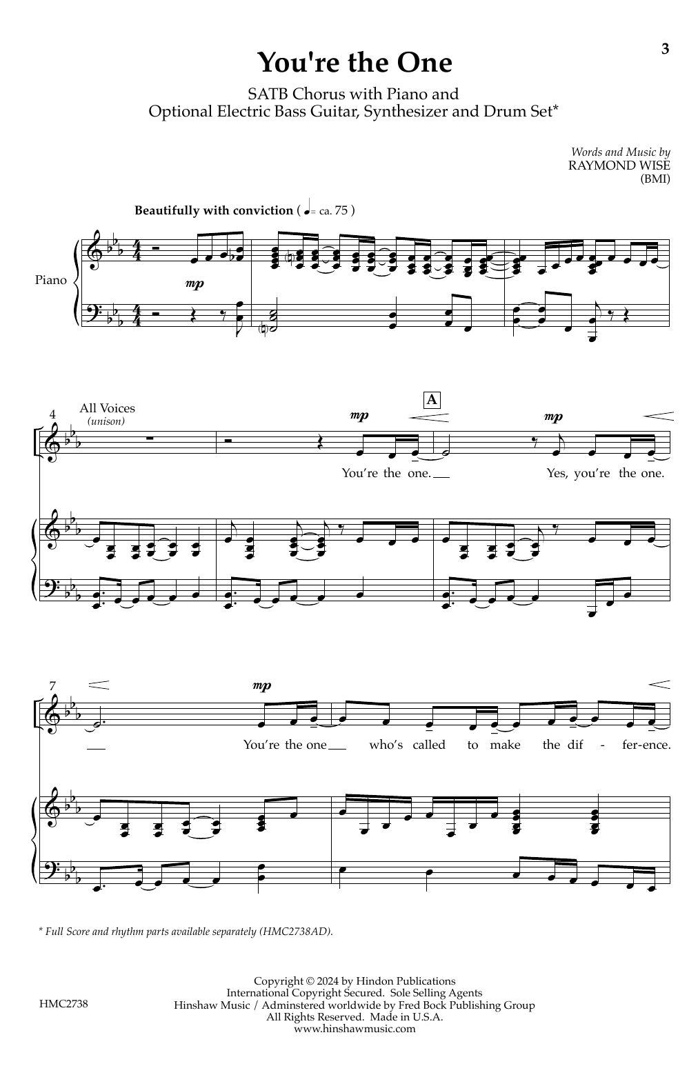 Raymond Wise You're The One Sheet Music Notes & Chords for SATB Choir - Download or Print PDF