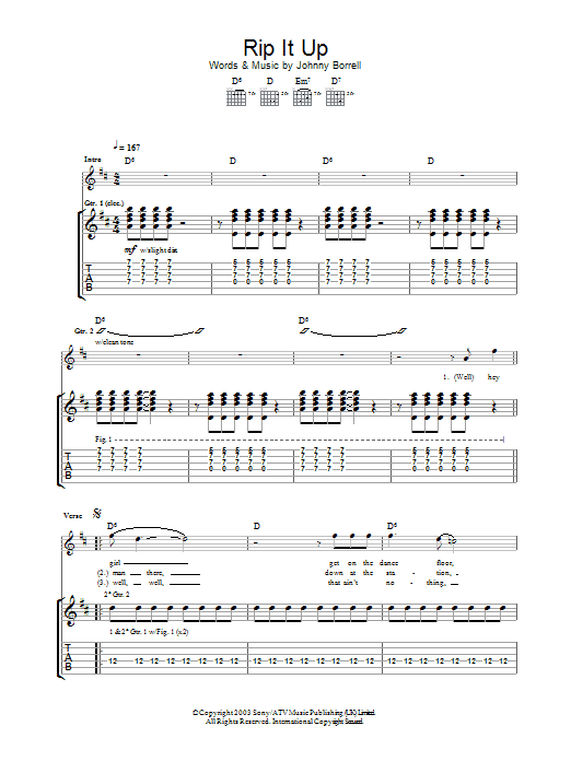 Razorlight Rip It Up Sheet Music Notes & Chords for Guitar Tab - Download or Print PDF Razorlight Rip It Up Sheet Music Notes & Chords for Guitar Tab - Download or Print PDF