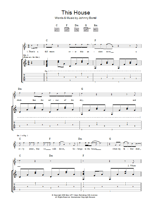 Razorlight The House Sheet Music Notes & Chords for Guitar Tab - Download or Print PDF