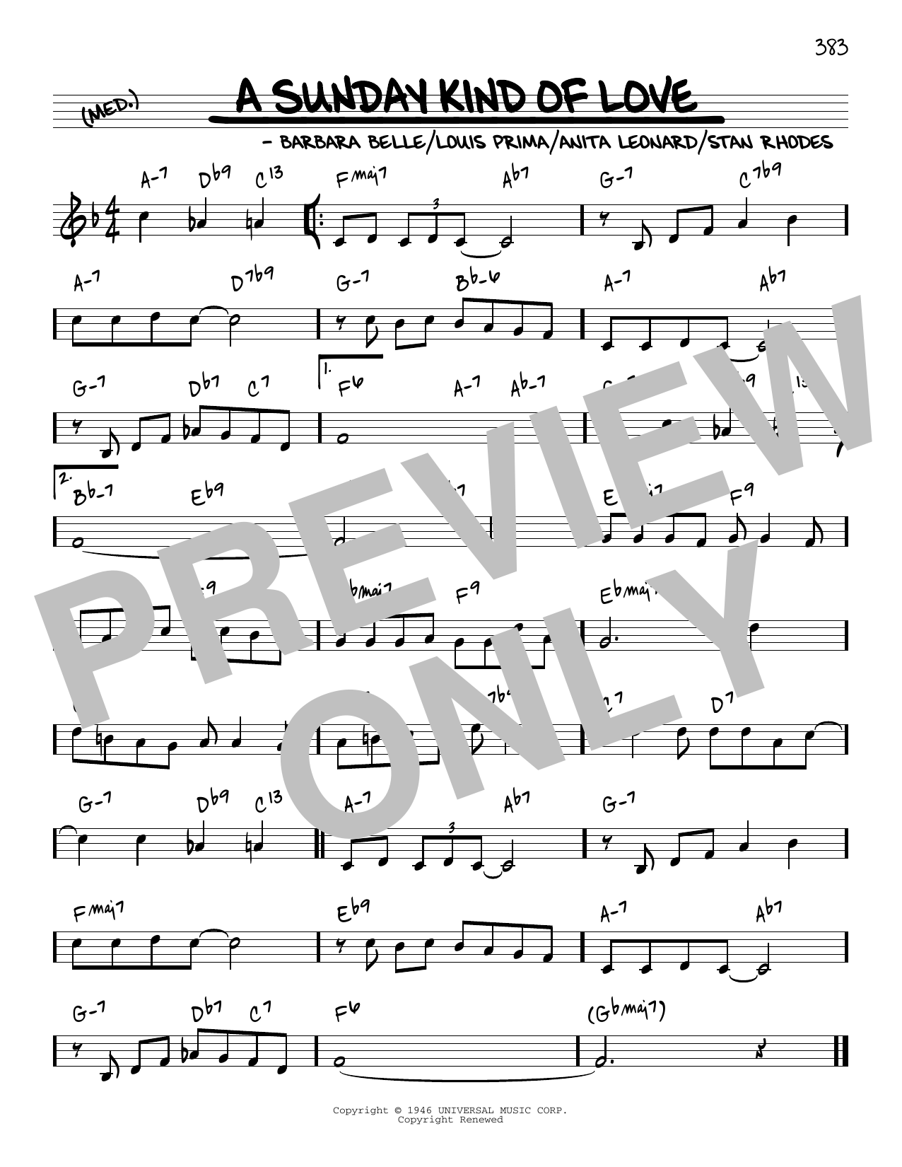 Reba McEntire A Sunday Kind Of Love [Reharmonized version] (arr. Jack Grassel) Sheet Music Notes & Chords for Real Book – Melody & Chords - Download or Print PDF