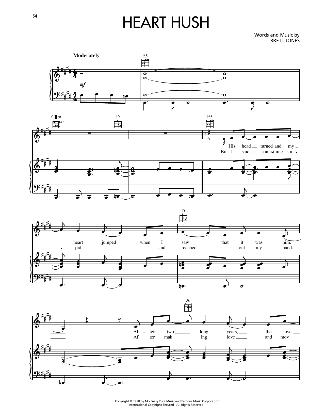 Reba McEntire Heart Hush Sheet Music Notes & Chords for Piano, Vocal & Guitar Chords (Right-Hand Melody) - Download or Print PDF Reba McEntire Heart Hush Sheet Music Notes & Chords for Piano, Vocal & Guitar Chords (Right-Hand Melody) - Download or Print PDF