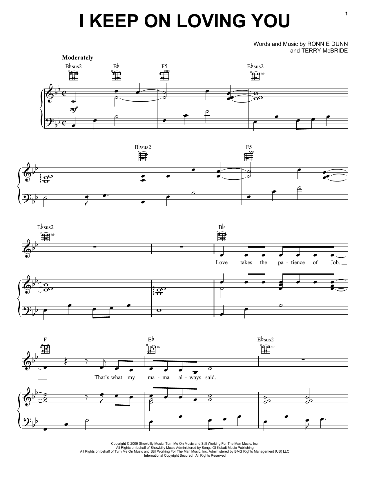 Reba McEntire I Keep On Loving You Sheet Music Notes & Chords for Piano, Vocal & Guitar (Right-Hand Melody) - Download or Print PDF