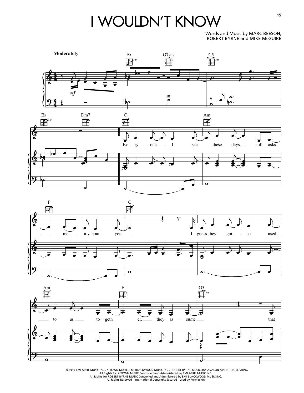 Reba McEntire I Wouldn't Know Sheet Music Notes & Chords for Piano, Vocal & Guitar Chords (Right-Hand Melody) - Download or Print PDF Reba McEntire I Wouldn't Know Sheet Music Notes & Chords for Piano, Vocal & Guitar Chords (Right-Hand Melody) - Download or Print PDF