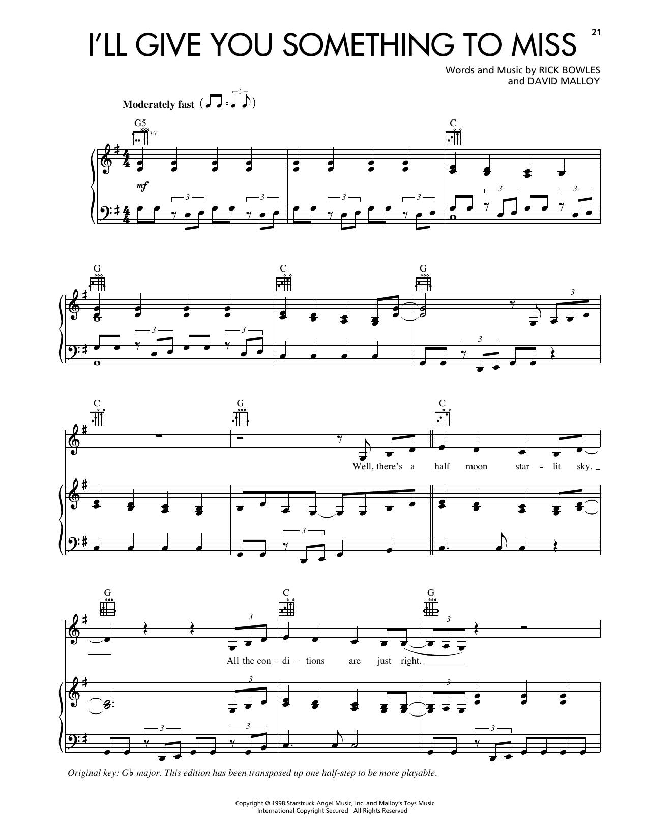 Reba McEntire I'll Give You Something To Miss Sheet Music Notes & Chords for Piano, Vocal & Guitar Chords (Right-Hand Melody) - Download or Print PDF Reba McEntire I'll Give You Something To Miss Sheet Music Notes & Chords for Piano, Vocal & Guitar Chords (Right-Hand Melody) - Download or Print PDF