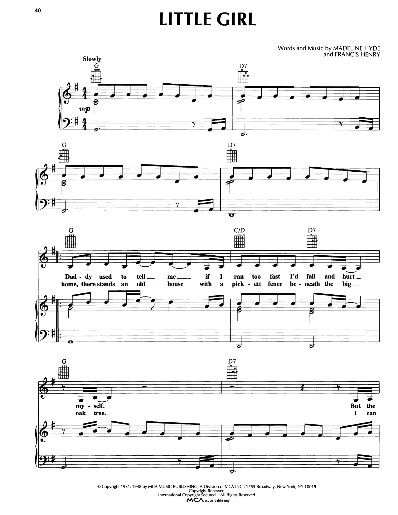 Reba McEntire Little Girl Sheet Music Notes & Chords for Piano, Vocal & Guitar Chords (Right-Hand Melody) - Download or Print PDF Reba McEntire Little Girl Sheet Music Notes & Chords for Piano, Vocal & Guitar Chords (Right-Hand Melody) - Download or Print PDF