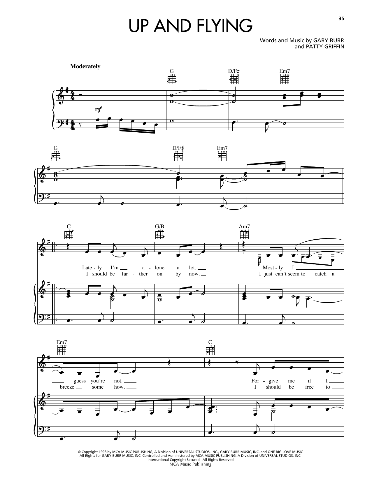 Reba McEntire Up And Flying Sheet Music Notes & Chords for Piano, Vocal & Guitar Chords (Right-Hand Melody) - Download or Print PDF Reba McEntire Up And Flying Sheet Music Notes & Chords for Piano, Vocal & Guitar Chords (Right-Hand Melody) - Download or Print PDF