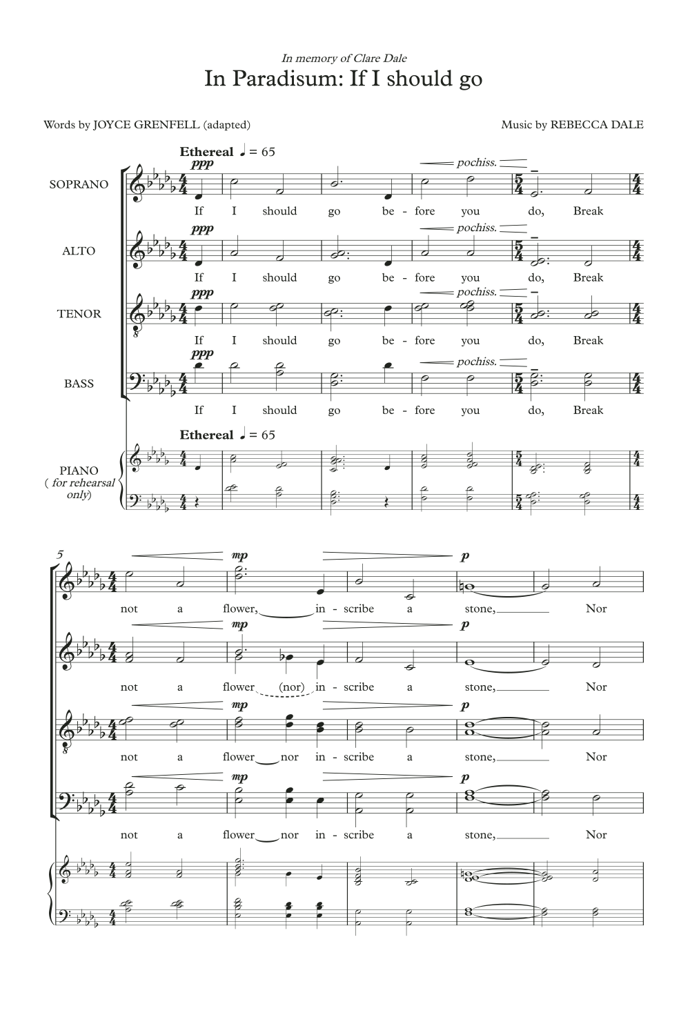 Rebecca Dale In Paradisum: If I Should Go (from Materna Requiem) Sheet Music Notes & Chords for SATB Choir - Download or Print PDF