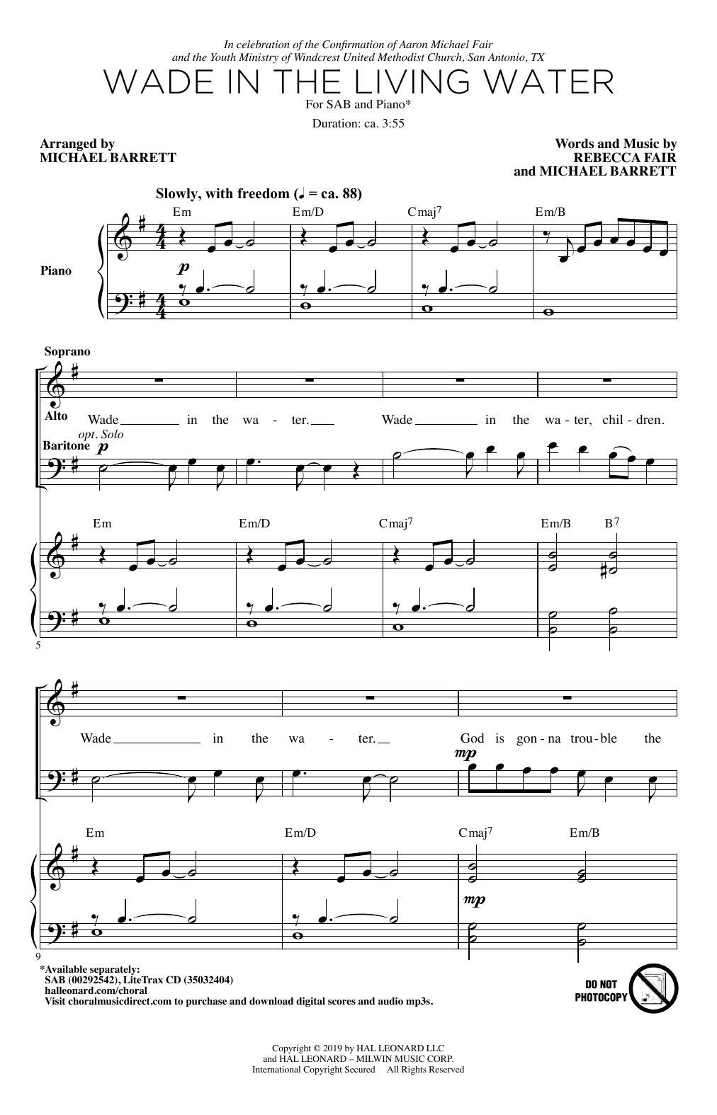 Rebecca Fair & Michael Barrett Wade In The Living Water Sheet Music Notes & Chords for SAB Choir - Download or Print PDF