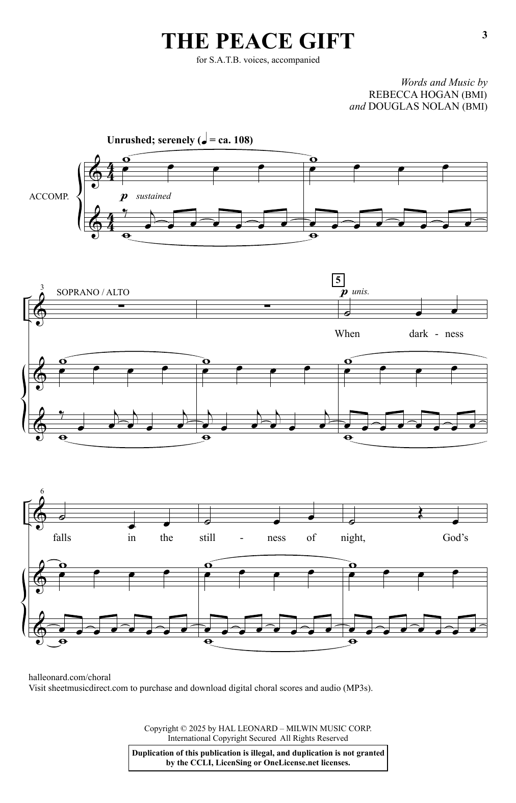 Rebecca Hogan & Douglas Nolan The Peace Gift Sheet Music Notes & Chords for SATB Choir - Download or Print PDF