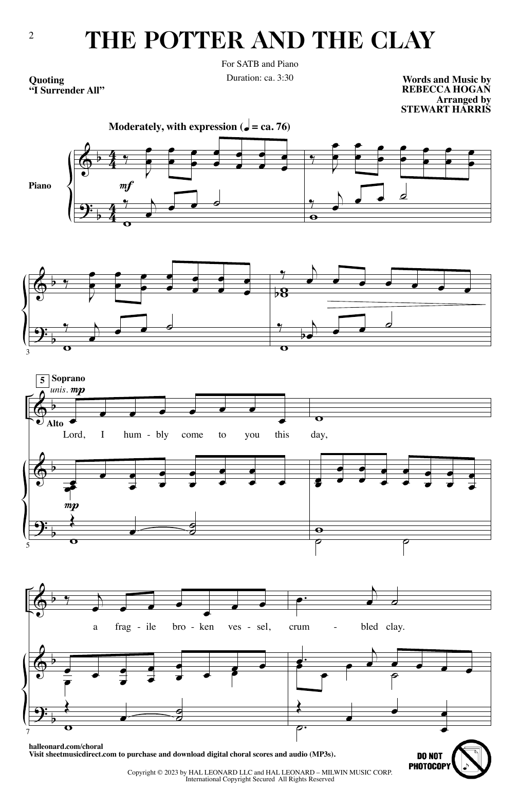 Rebecca Hogan The Potter And The Clay (arr. Stewart Harris) Sheet Music Notes & Chords for SATB Choir - Download or Print PDF