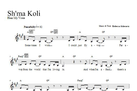 Rebecca Schwartz Sh'ma Koli Sheet Music Notes & Chords for Melody Line, Lyrics & Chords - Download or Print PDF