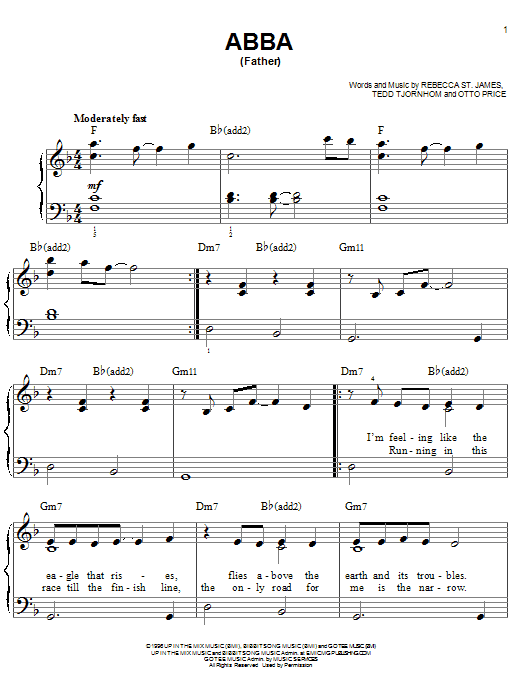 Rebecca St. James Abba (Father) Sheet Music Notes & Chords for Melody Line, Lyrics & Chords - Download or Print PDF