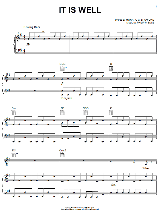 Rebecca St. James It Is Well With My Soul Sheet Music Notes & Chords for Piano, Vocal & Guitar (Right-Hand Melody) - Download or Print PDF Rebecca St. James It Is Well With My Soul Sheet Music Notes & Chords for Piano, Vocal & Guitar (Right-Hand Melody) - Download or Print PDF