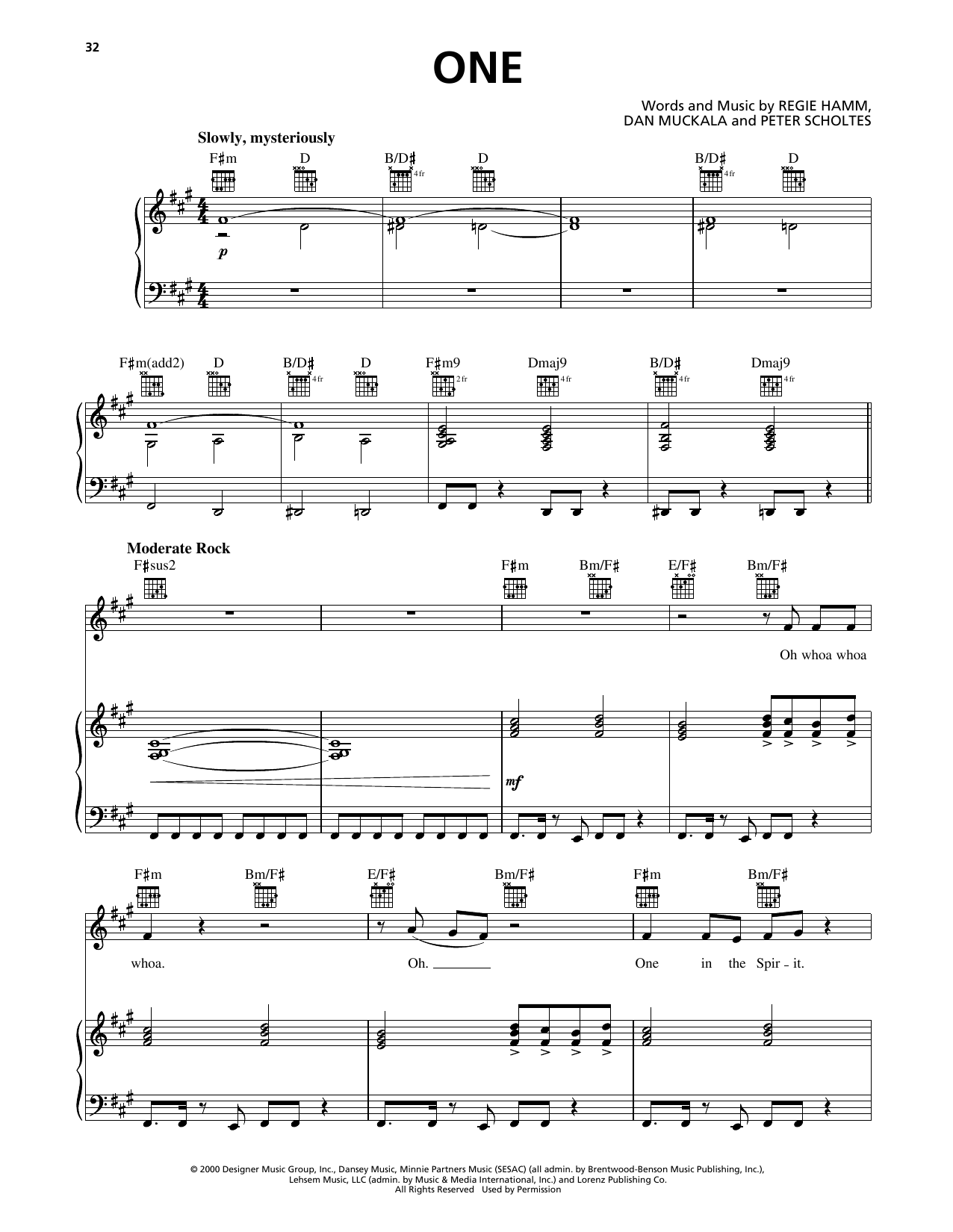Rebecca St. James One Sheet Music Notes & Chords for Piano, Vocal & Guitar Chords (Right-Hand Melody) - Download or Print PDF