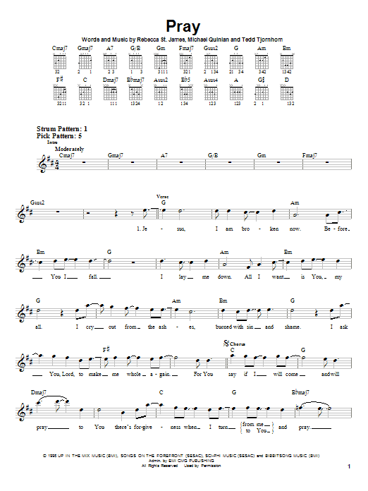 Rebecca St. James Pray Sheet Music Notes & Chords for Lyrics & Chords - Download or Print PDF